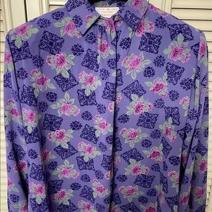 PENDLETON Country Sophisticates | 70s Vintage | Floral Purple Top | Size 6